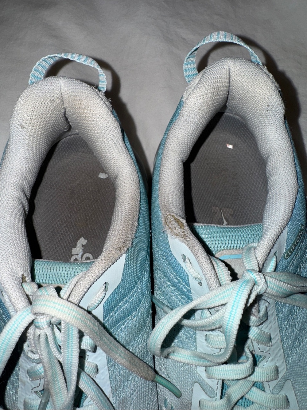 Hoka Women's Pale Blue/White Cushioned Running Sneakers - Picture 5 of 6